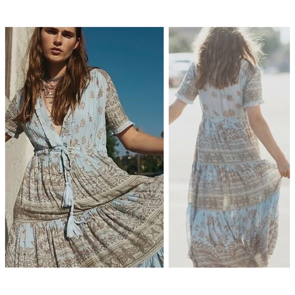 Free‎ People Blue and Brown Maxi Dress size XS